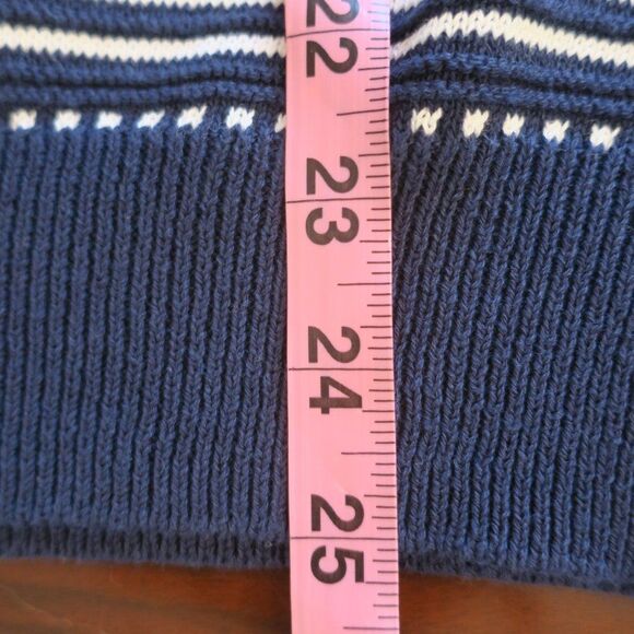 BROOKS BROTHERS TEXTURED KNIT SWEATER 3D COTTON navy WHITE L preppy casual red - Picture 10 of 11